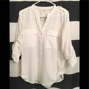 Calvin Klein white shirt with pockets Euc